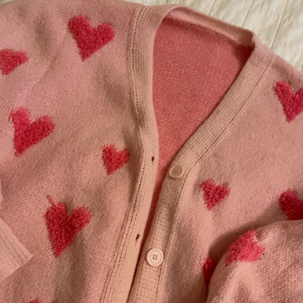 Pink Heart Cardigan 2X